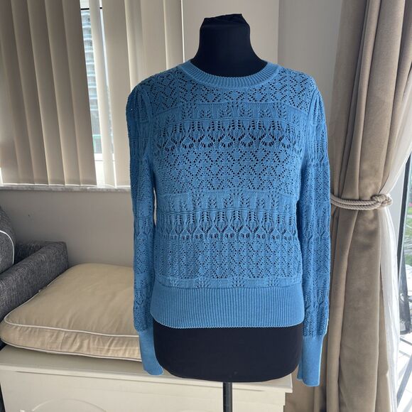 INTERMIX Sweaters - INTERMIX Sz S Pointelle knit Cotton  blue long sleeves